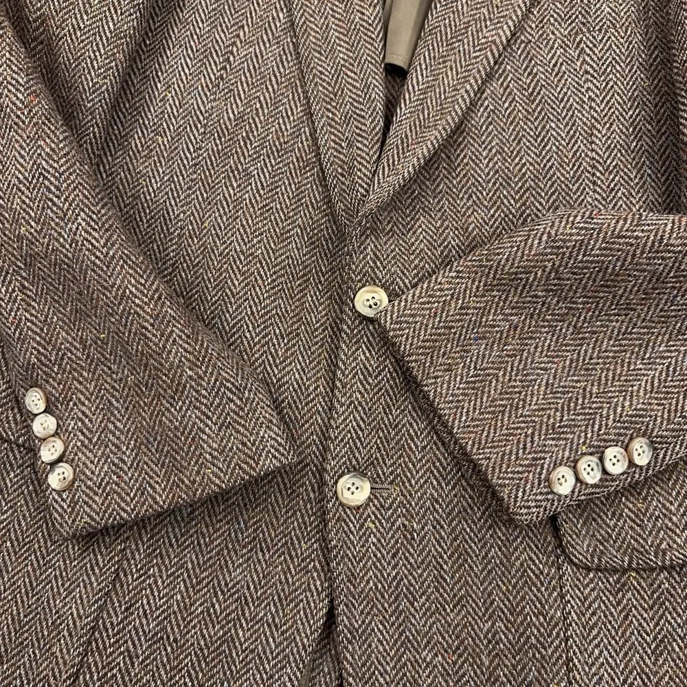 VTG 60s 70s Harris Tweed Blazer FIT 40 Herringbone Scottish Wool Stanley Blacker
